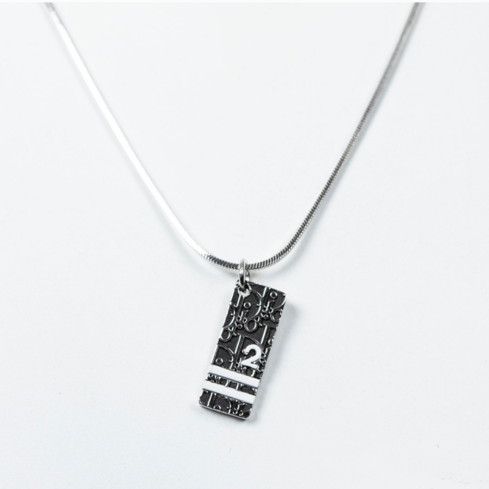 🧧NWOT Christian Dior Trotter Silver Necklace & BAG🏆+GIFT(COPY) - Picture 3 of 10